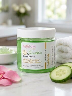 Aminnah Cucumber Jelly Face Mask - Soothing Green Gel for Women 4oz